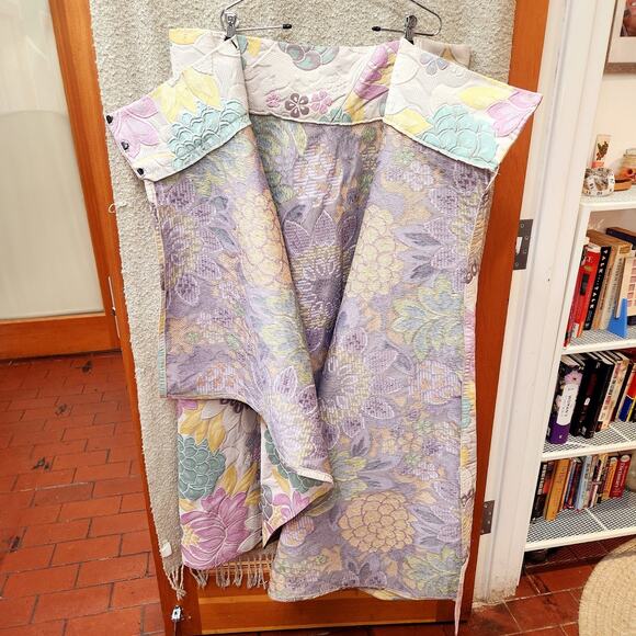 Stunning Womens Floral Pastel Green Pink Embroidered Heavy Wrap Skirt 2XL - 3XL - Picture 3 of 7